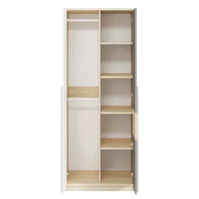 Šatníková skriňa INNES - šírka 80 cm, buk fjord / biela / šedá platina