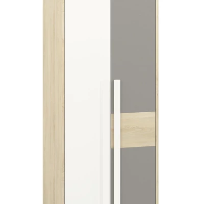 Šatníková skriňa INNES - šírka 80 cm, buk fjord / biela / šedá platina