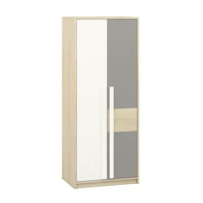Šatníková skriňa INNES - šírka 80 cm, buk fjord / biela / šedá platina