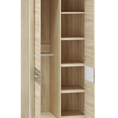 Šatníková skriňa KAELA - šírka 92 cm, svetlý dub sonoma / sonoma hľuzovka