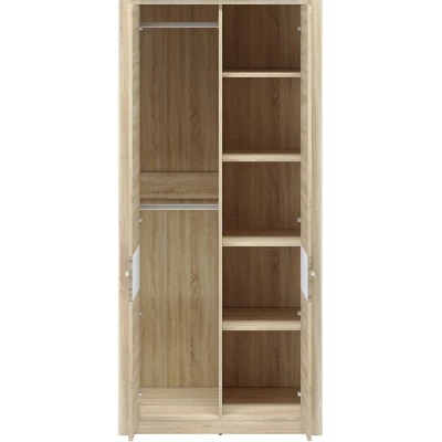 Šatníková skriňa KAELA - šírka 92 cm, svetlý dub sonoma / sonoma hľuzovka