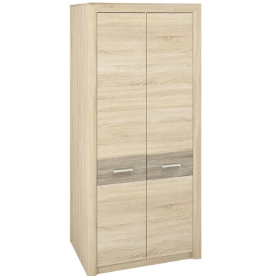 Šatníková skriňa KAELA - šírka 92 cm, svetlý dub sonoma / sonoma hľuzovka