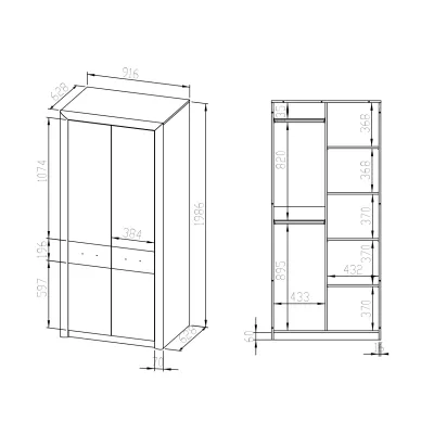 Šatníková skriňa KAELA - šírka 92 cm, svetlý dub sonoma / sonoma hľuzovka