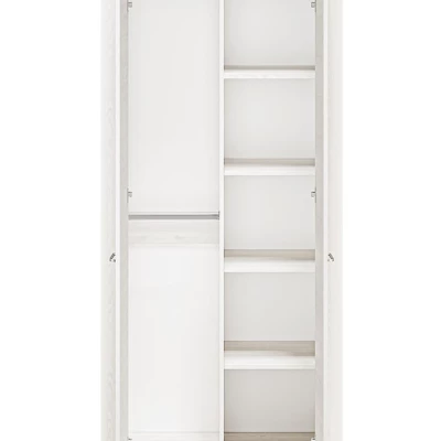 Šatníková skriňa DERIKA - šírka 92 cm, biela borovica