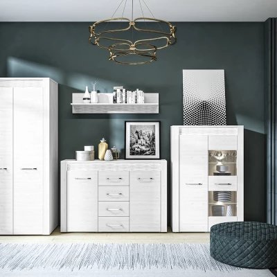 Šatníková skriňa DERIKA - šírka 92 cm, biela borovica