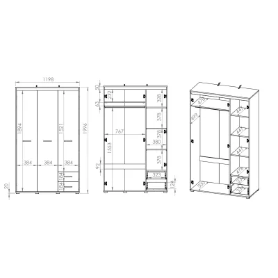 Vysoká šatníková skriňa GVENDA - šírka 120 cm, dub sonoma svetlý