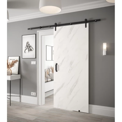 Posuvné dvere s kovaním LEONTINA 1 - 90 cm, biely mramor