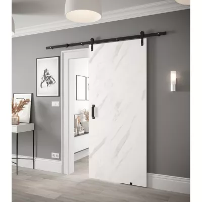 Posuvné dvere s kovaním LEONTINA 1 - 90 cm, biely mramor