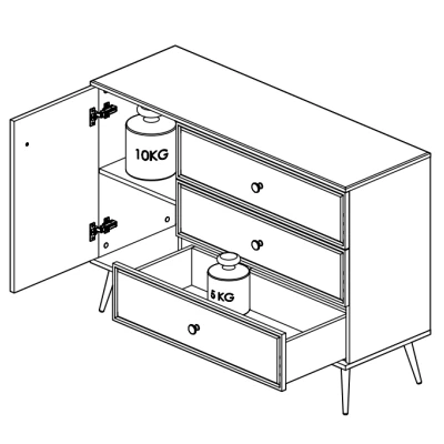 Kombinovaná komoda AIKE - šírka 120 cm, biela