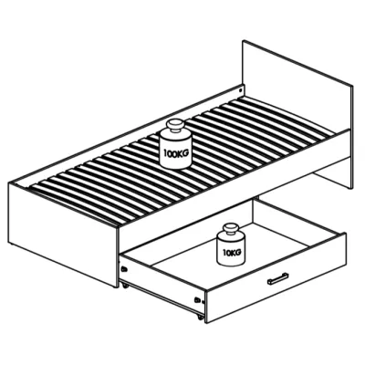 Jednolôžková posteľ KARIS 90x200 - biela / antracit / dub artisan