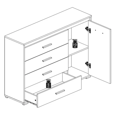 Kombinovaná komoda GVENDA - svetlá sonoma