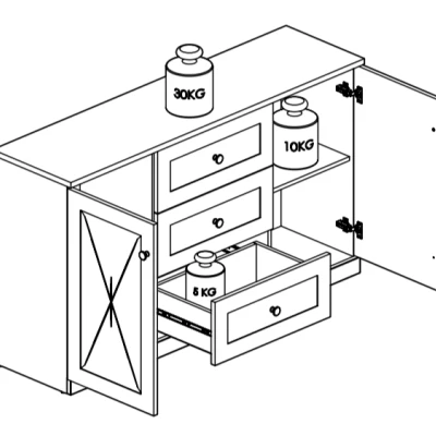 Kombinovaná komoda BRIANA - biela / dub lefkas