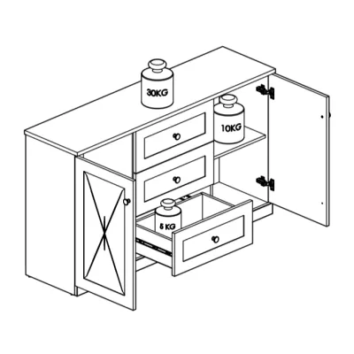 Kombinovaná komoda BRIANA - biela / dub lefkas