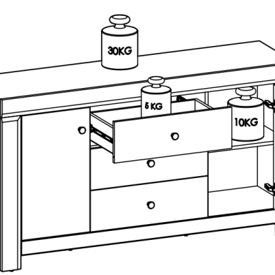 Široká kombinovaná komoda CARYS - biela