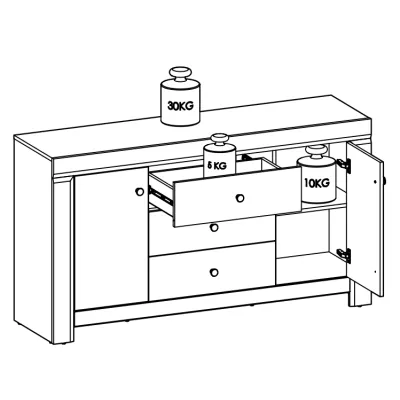Široká kombinovaná komoda CARYS - biela