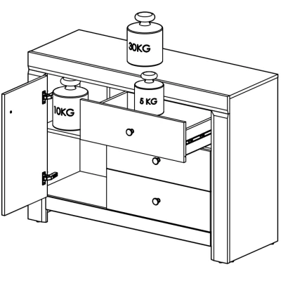 Kombinovaná komoda CARYS - biela