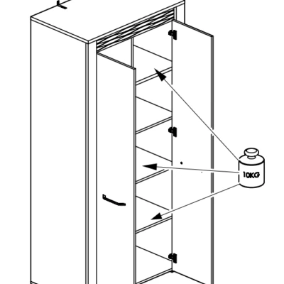 Šatníková skriňa DERIKA - šírka 92 cm, biela borovica