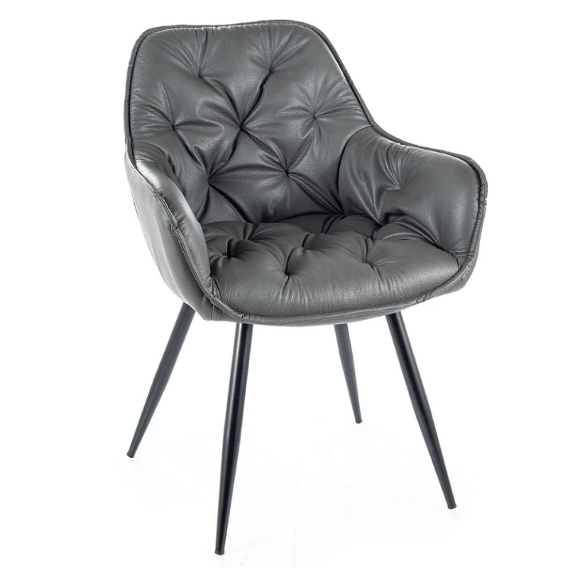 Čalúnená stolička LUSINE - svetlo šedá / čierna
