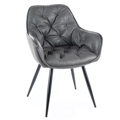 Čalúnená stolička LUSINE - svetlo šedá / čierna
