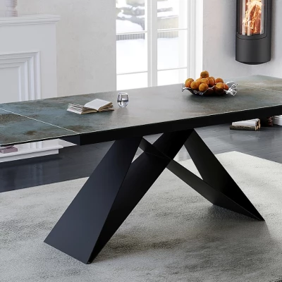 Rozkladací jedálenský stôl VIDOR 3 - 160x90, tyrkysový / matný čierny