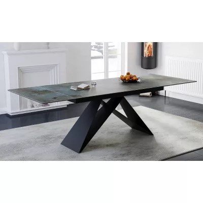 Rozkladací jedálenský stôl VIDOR 3 - 160x90, tyrkysový / matný čierny