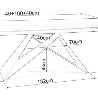 Rozkladací jedálenský stôl VIDOR 3 - 160x90, čierny / matný čierny