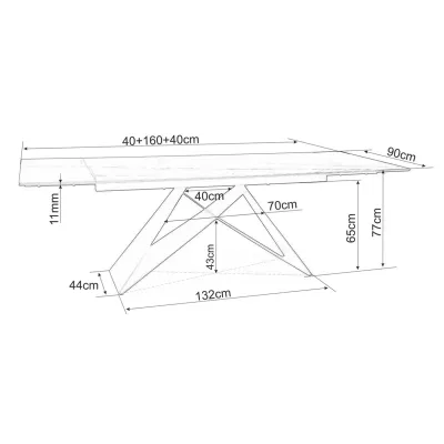 Rozkladací jedálenský stôl VIDOR 3 - 160x90, čierny / matný čierny