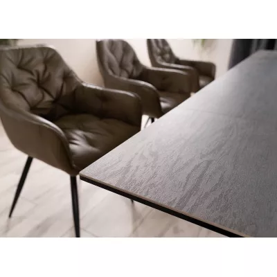 Rozkladací jedálenský stôl VIDOR 3 - 160x90, hnedý / matný čierny