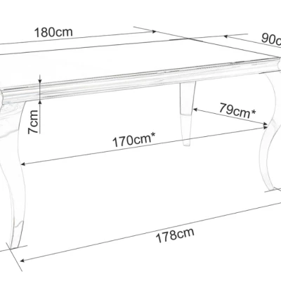 Jedálenský stôl PREDRAG - 180x90, čierny / chróm