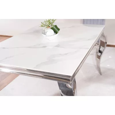 Jedálenský stôl PREDRAG - 150x90, biely / chróm