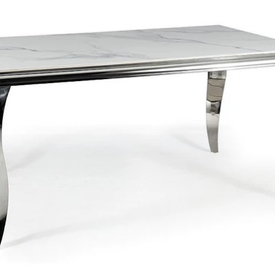 Jedálenský stôl PREDRAG - 150x90, biely / chróm