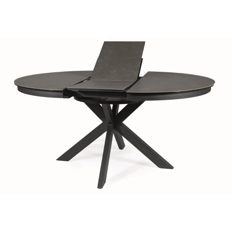 Rozkladací jedálenský stôl JUSTIAN - tmavo šedý / matný čierny
