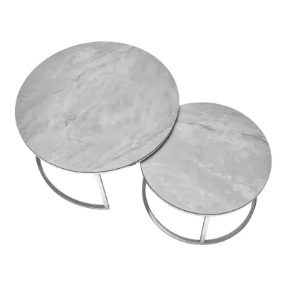 Set konferenčných stolíkov JONES 80 - šedý / chróm