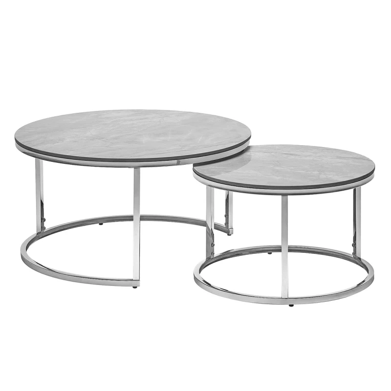 Set konferenčných stolíkov JONES - šedý / chróm