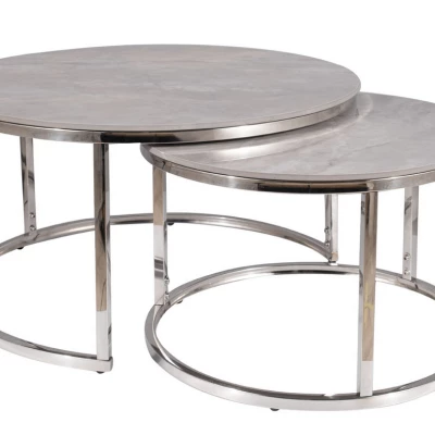 Set konferenčných stolíkov JONES 80 - šedý / chróm