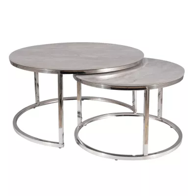 Set konferenčných stolíkov JONES 80 - šedý / chróm