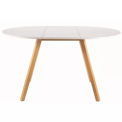 Rozkladací jedálenský stôl ONDRA - matný biely / buk
