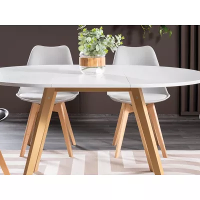 Rozkladací jedálenský stôl ONDRA - matný biely / buk