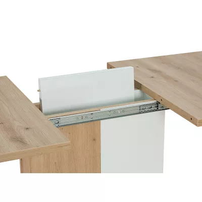 Rozkladací jedálenský stôl LESJAN - 110x68, dub artisan / matný biely