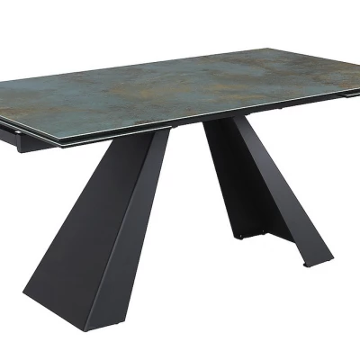 Rozkladací jedálenský stôl GEDEON 1 - 160x90, tyrkysový / matný čierny