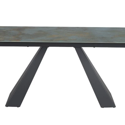 Rozkladací jedálenský stôl GEDEON 1 - 160x90, tyrkysový / matný čierny