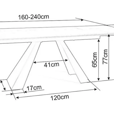 Rozkladací jedálenský stôl GEDEON 1 - 160x90, čierny / matný čierny