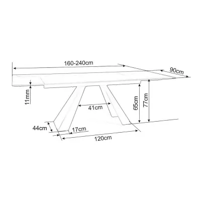 Rozkladací jedálenský stôl GEDEON 1 - 160x90, čierny / matný čierny