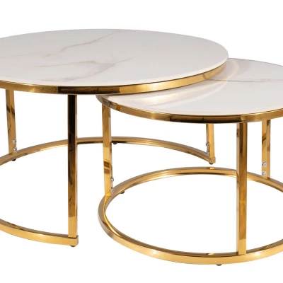 Set konferenčných stolíkov JONES 80 - biely / zlatý