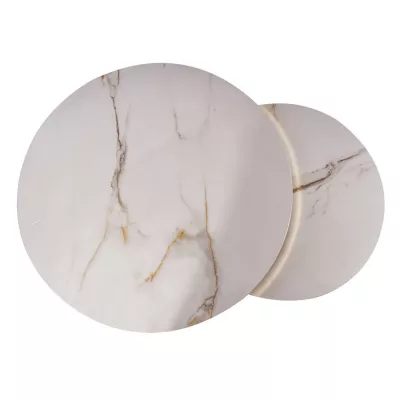 Set konferenčných stolíkov JONES 80 - biely / zlatý