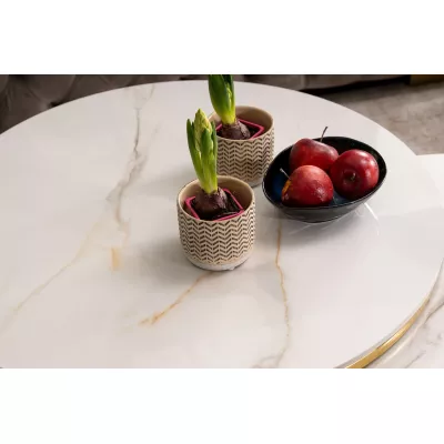 Set konferenčných stolíkov JONES 80 - biely / zlatý