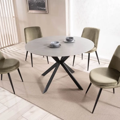 Okrúhly jedálenský stôl KAMILO - šedý / čierny