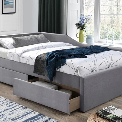 Čalúnená jednolôžková posteľ TULIA - 120x200 cm, šedá