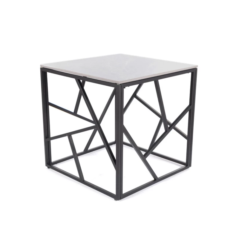 Dizajnový odkladací stolík PIM 3 - šedý mramor / čierny