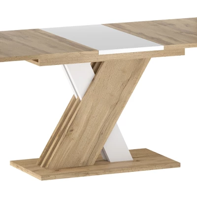 Rozkladací jedálenský stôl NICASIO - dub wotan / biely matný
